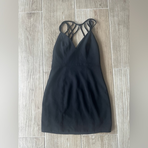 NBD Victory Black Vneck Strappy Mini Dress - Picture 5 of 8